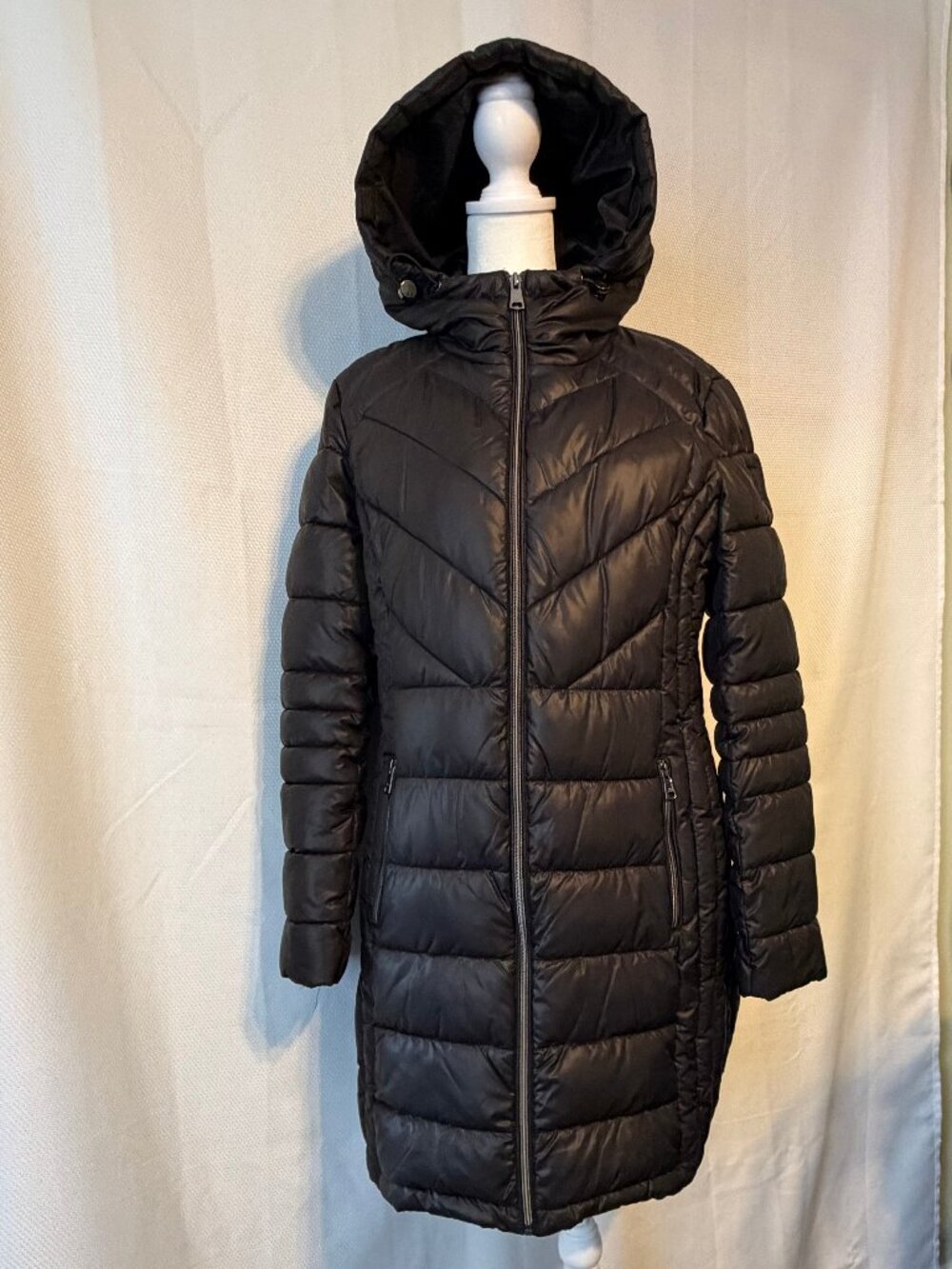 Kenneth Cole New York Quilted Hooded Mid-Length Puffer Coat/Jacket